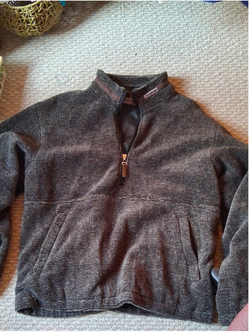 Sunice Men's Half-Zip Heathered Brown Green Pullover Sweater Jacket M